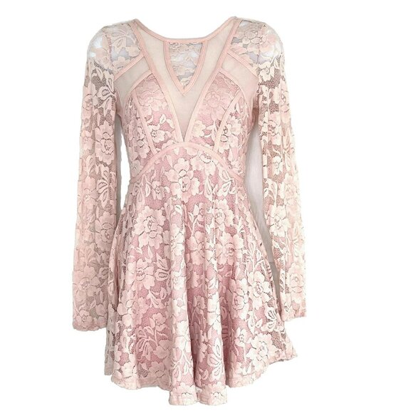 Windsor Babydoll Mini Dress Tunic sz S Lace Sheer Lined Party Homecoming - Picture 1 of 6